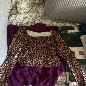 SHEIN Brown Leopard Print Long Sleeve Top